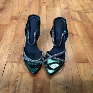 Carrie High Heel Mules - Green - Size 37